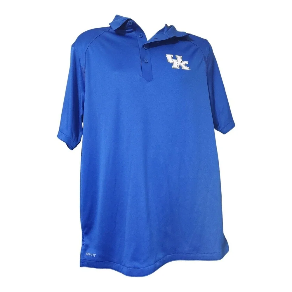 Nike Dri-FIT Kentucky Wildcats Polo Shirt Mens Large Royal Blue UK Logo NCAA‎
